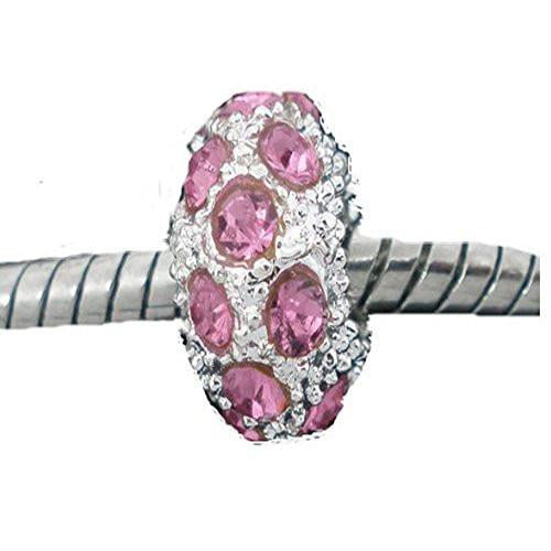 Hot Pink European Charm Bead For Charm Bracelets October Birthday Birthstone